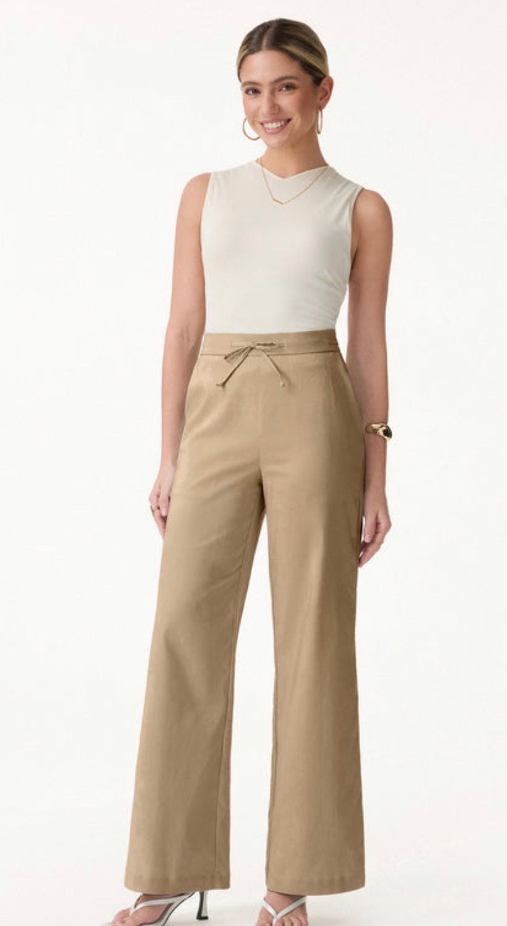 Ogl Casual Linen Blend Wide Leg Pants Trousers Black Size S New